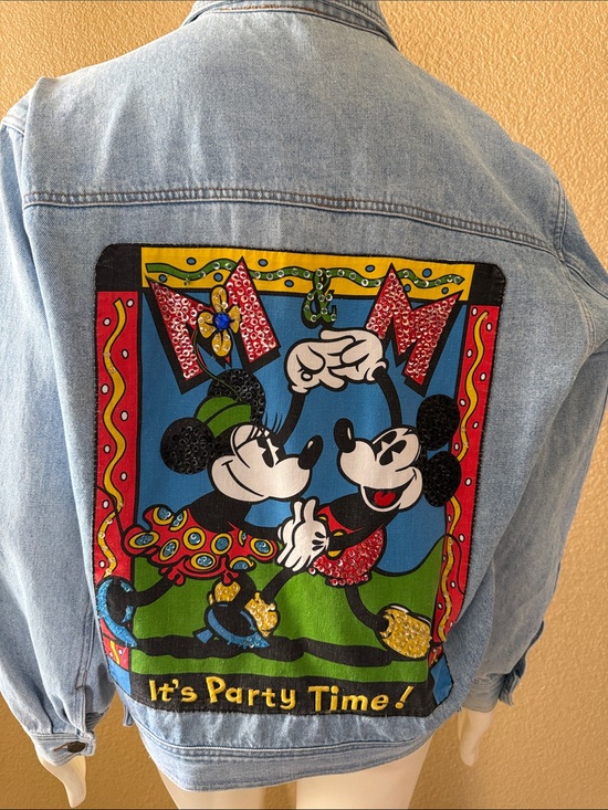 Disney Jackets & Blazers - Vintage Mickey & Co. Denim Jacket with Mickey & Minnie”It’s Party Time”patch